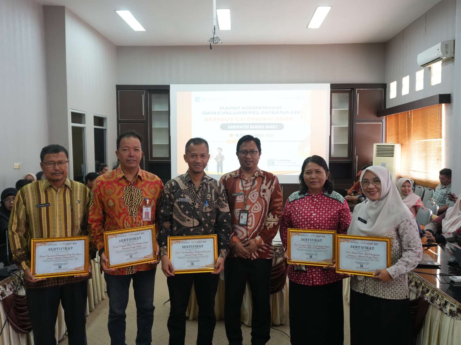 Penerimaan Sertifikat apresiasi atas partisipasi dalam pengisian Form Identifikasi ASN/Pegawai/Karyawan tercepat dalam pendataan Sensus Ekonomi Tahun 2026 (SE2026). 10 September 2026